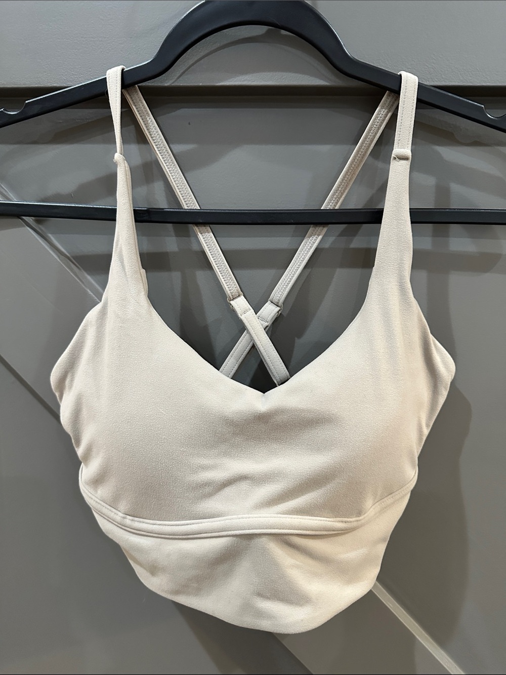 BuffBunny Collection Beige Bralette with Cross-Back Straps